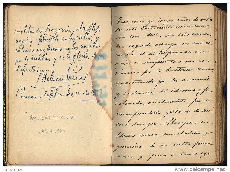 Circa 1927 To 1933: Book With Autographs And Dedications Collected By Mrs. Zulema Helena Jofré De Barilari... - Costa Rica