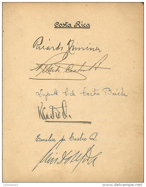 1927 To 1933: Book With Autographs Collected By Mrs. Zulema Helena Jofré De Barilari (Argentine Diplomat)... - Costa Rica