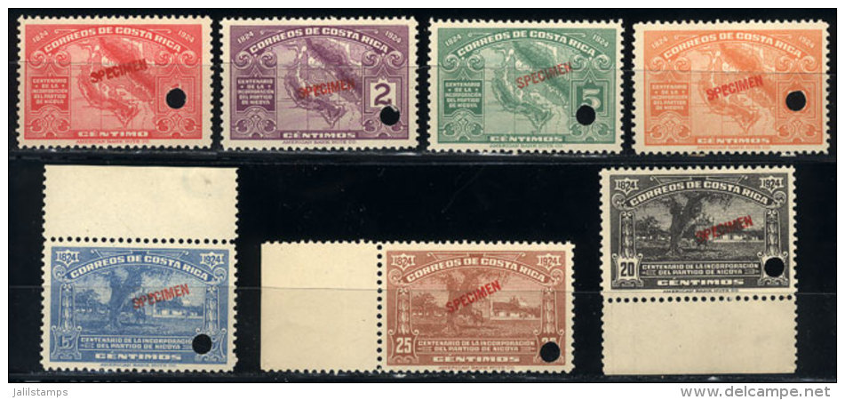 Sc.129/135, 1924 Centenary Of Annexation Of Province Of Guanacaste, Compl. Set Of 7 Values With SPECIMEN Overprint... - Costa Rica