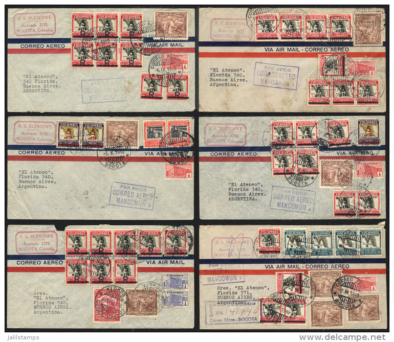 32 Covers Sent To Argentina Between 1939 And 1947, With Very Nice Postages And Interesting Postmarks, VF Quality! - Colombia