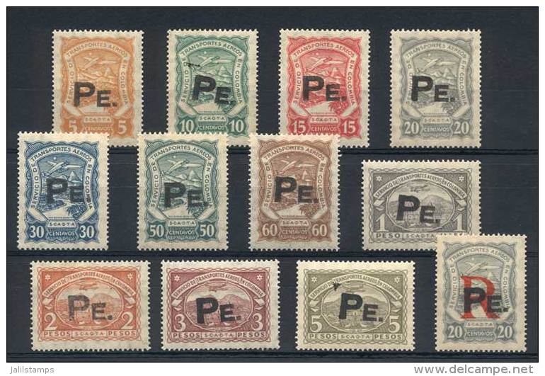 Scott CLPE1/CFLPE1, 1923 Complete Set Of 12 Values, Mint Never Hinged With Overprint In Intense Black, Excellent... - Colombie