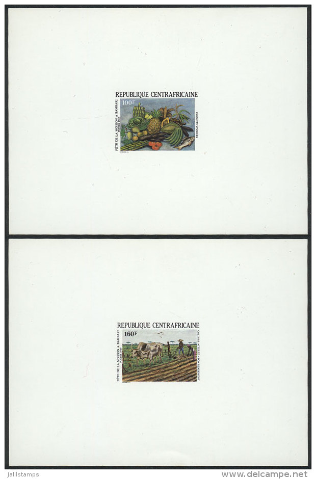 Yv.817/8, 1989 Bambari Harvest Festival: Animals, Fruit, Agriculture, Complete Set Of 2 Values, DELUXE PROOFS,... - Central African Republic