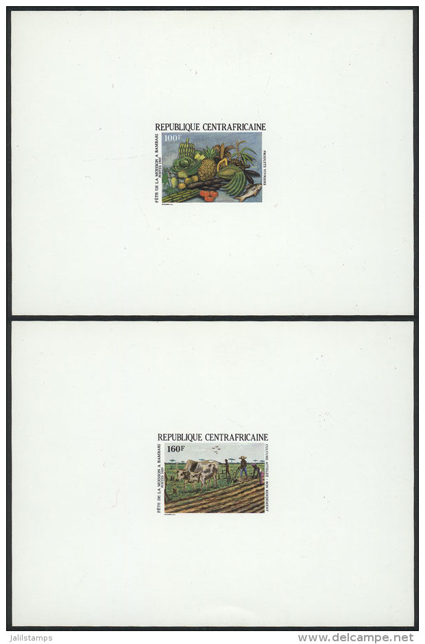 Yv.817/8, 1989 Bambari Harvest Festival: Animals, Fruit, Agriculture, Complete Set Of 2 Values, DELUXE PROOFS,... - Zentralafrik. Republik