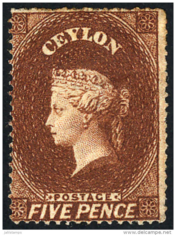 Sc.20, 1861 5p. Orange-brown, Mint No Gum, VF Quality, Catalog Value US$120. - Ceylan (...-1947)