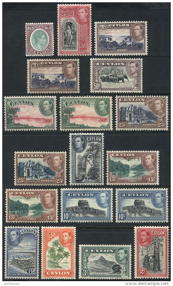 Sc.278/289 (without 267, 289A) + 292 + 5 Values With Horizontal Watermark Variety (instead Of Vertical), All Mint... - Ceylan (...-1947)