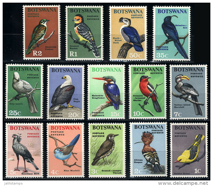 Sc.19/32, 1967 Birds, Cmpl. Set Of 14 Values, Mint Very Lightly Hinged, Excellent Quality, Catalog Value US$74+ - Botswana (1966-...)