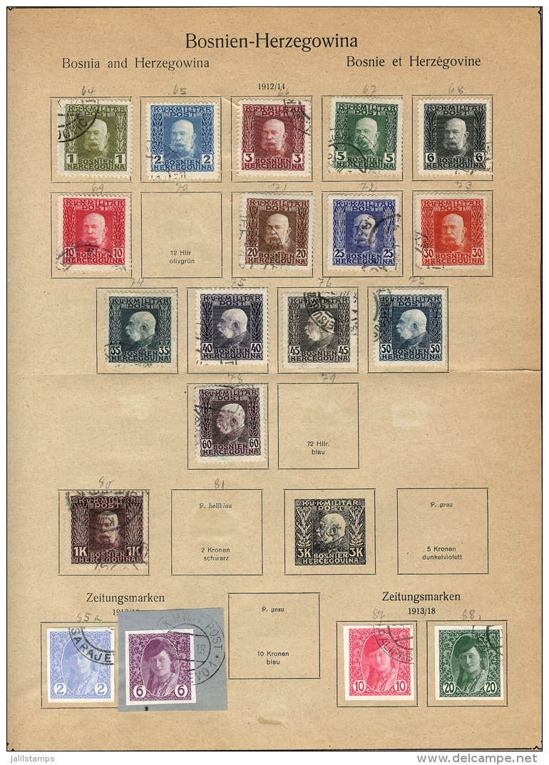 Collection In Old Album Pages, Very Fine General Quality, Yvert Catalog Value Euros 440+ (approx. US$600+), Good... - Bosnien-Herzegowina