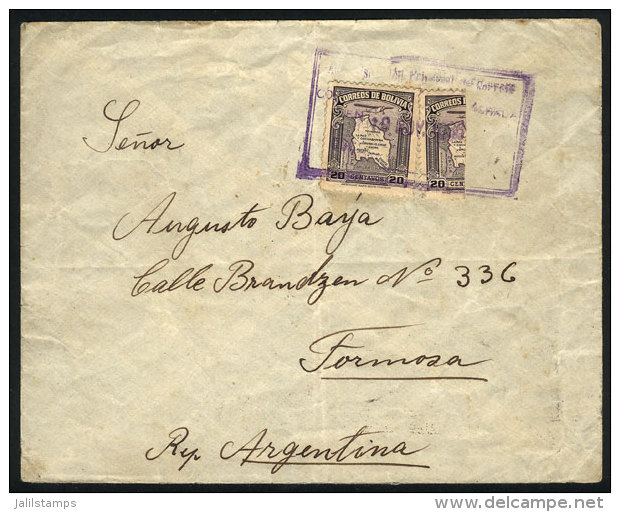 Cover Sent To Argentina On 19/NO/1936 With Interesting Postage That Includes A Bisect Stamp! - Bolivië