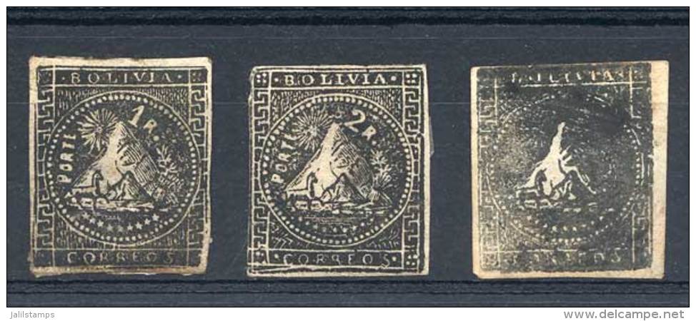 Challa: 1863, Unissued Printed In Black, Values 1R., 2R. And Without Denomination (topics: Mountains, Animals:... - Bolivien