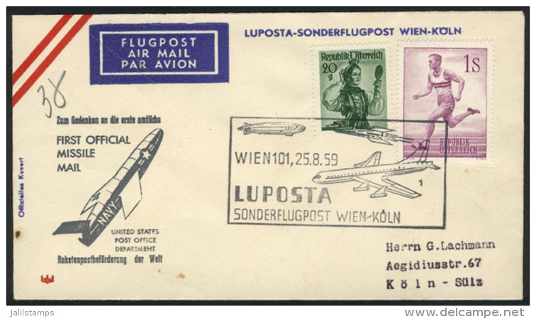 Cover Flown By ROCKET From Wien To Köln On 25/AU/1958, VF Quality! - Andere & Zonder Classificatie