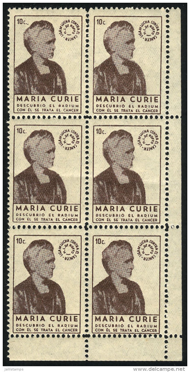 MARIE CURIE, Discoverer Of Radium, Used In Cancer Treatment, MNH Block Of 6, VF Quality! - Autres & Non Classés