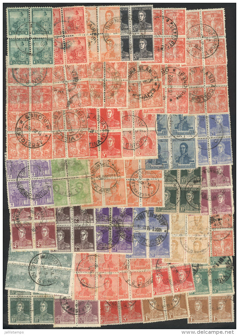 89 Old Used Blocks Of 4, Many With Good Cancels (for Example: Puerto Reconquista, Laguna Blanca, San Ignacio,... - Lots & Serien