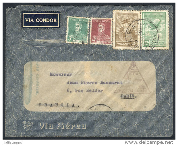 Cover Franked With $1.15 Sent Via ZEPPELIN From Buenos Aires To Paris On 29/JUN/1934, With Transit Backstamp Of... - Sonstige & Ohne Zuordnung