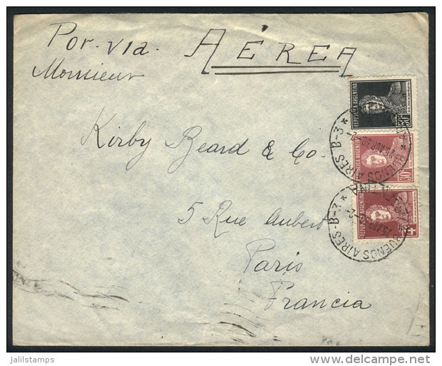 Airmail Cover Franked By GJ.598+605+606 Sent From Buenos Aires To Paris On 25/APR/1930, Interesting Rate Of 84c.,... - Sonstige & Ohne Zuordnung