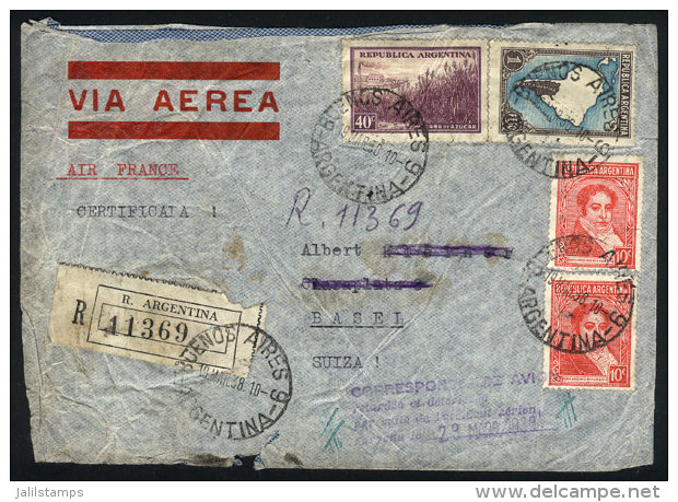 PLANE WRECK: Registered Airmail Cover Sent From Buenos Aires To Switzerland Via Air France On 19/MAR/1938, With... - Sonstige & Ohne Zuordnung