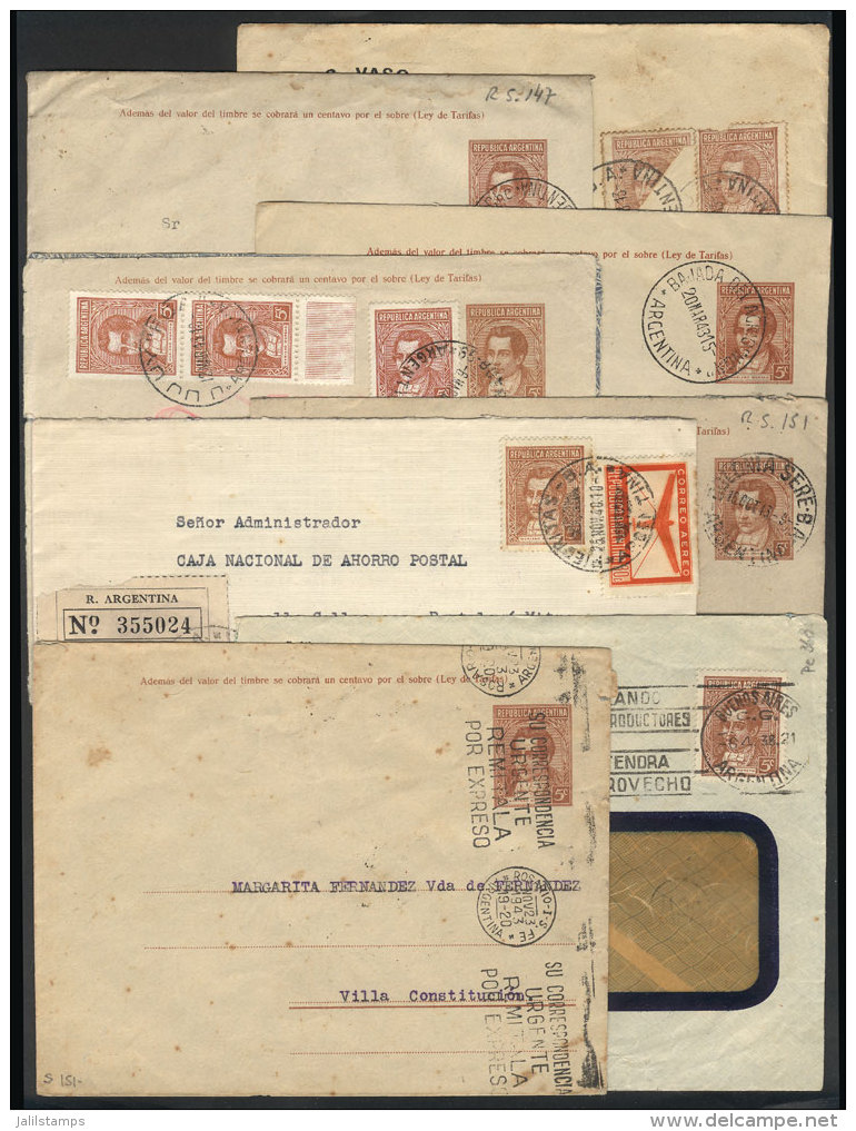 Lot Of 8 Covers Or Stationery Envelopes Used Between 1938 And 1943, Franked With 5c. Moreno Of The The Issue... - Sonstige & Ohne Zuordnung