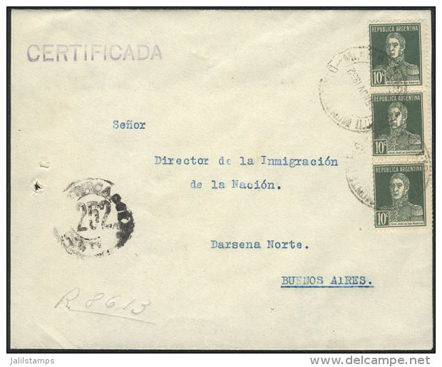 Cover Franked With 30c. (strip Of 3 San Martín W/o Period 10c.), Sent From PUERTO MONTECARLO (Misiones) To... - Sonstige & Ohne Zuordnung