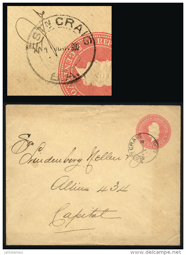 5c. Liberty Stationery Envelope Sent To Buenos Aires On 1/MAR/1900, Nice Cancel ESTACIÓN CRAIG - B.A., VF... - Sonstige & Ohne Zuordnung