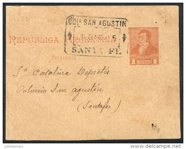 1c. Rivadavia Wrapper With Rectangular Datestamp COLONIA SAN AGUSTÍN - SANTA FE - 9/DE/95, VF Quality! - Sonstige & Ohne Zuordnung