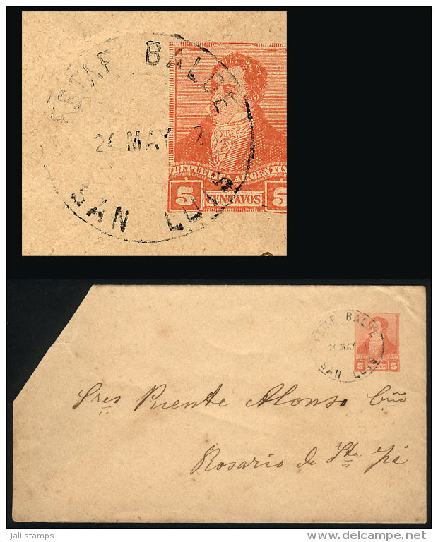 5c. Stationery Envelope Sent To Rosario On 24/MAY/1892, With Extremely Rare Cancel "ESTAFETA BALDE - SAN LUIS",... - Sonstige & Ohne Zuordnung