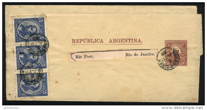 &frac12;c. "Little Envelope" Wrapper + GJ.80 X2 (total 2c.), Paying The Rate Of Printed Matter Sent From Buenos... - Sonstige & Ohne Zuordnung