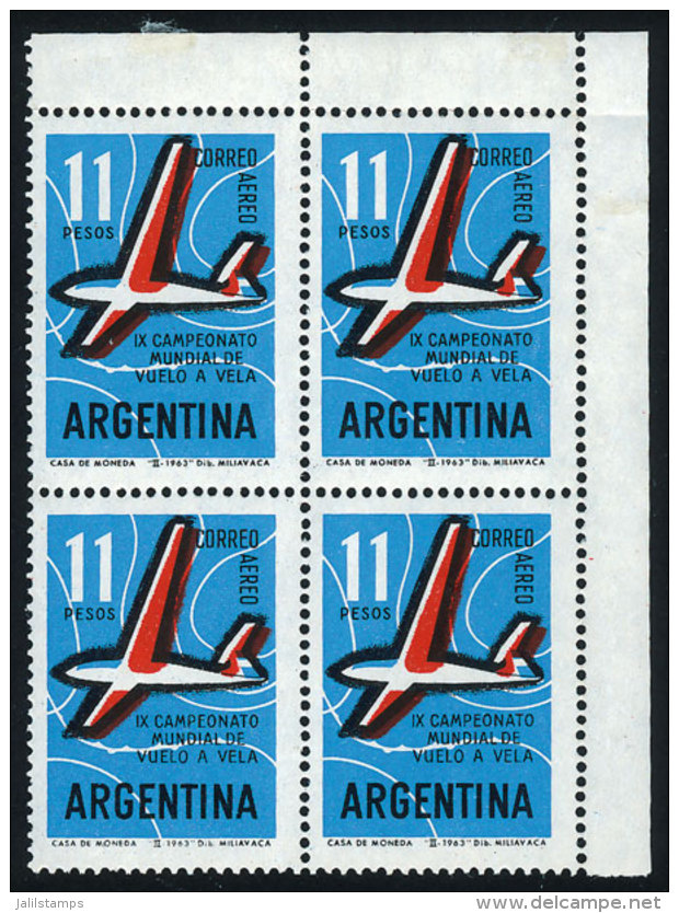 GJ.1246, 1963 11P. Glading Championship, Corner Block Of 4 With Variety: Red Color With Strong Rightward Shift, VF... - Luftpost