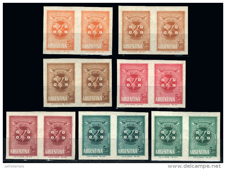 GJ.1242, 1962 UPAEP 50 Years, TRIAL COLOR PROOFS, 7 Imperforate Pairs Printed In Different Colors On Original... - Luftpost