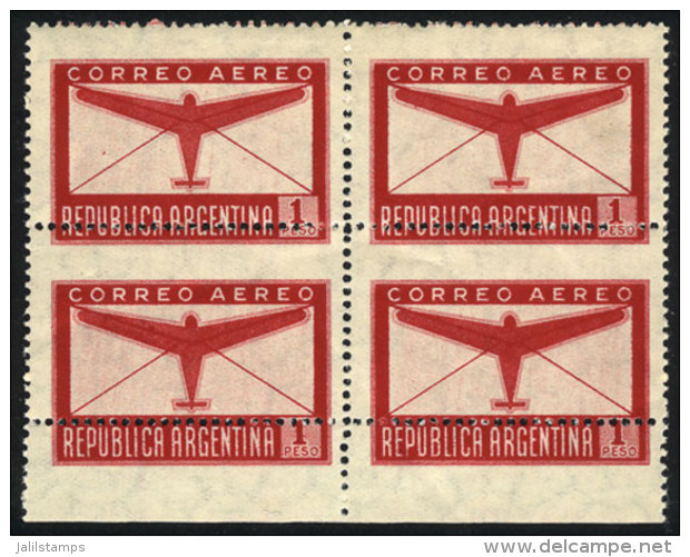 GJ.847, Block Of 4 With Variety: STRONGLY SHIFTED PERFORATION, Fantastic And Excellent Quality! - Posta Aerea