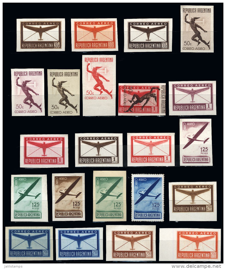 GJ.845/849, 1940 Set Of 5 Values, 22 Different TRIAL COLOR PROOFS (between 3 And 5 Of Each Value), Including... - Posta Aerea