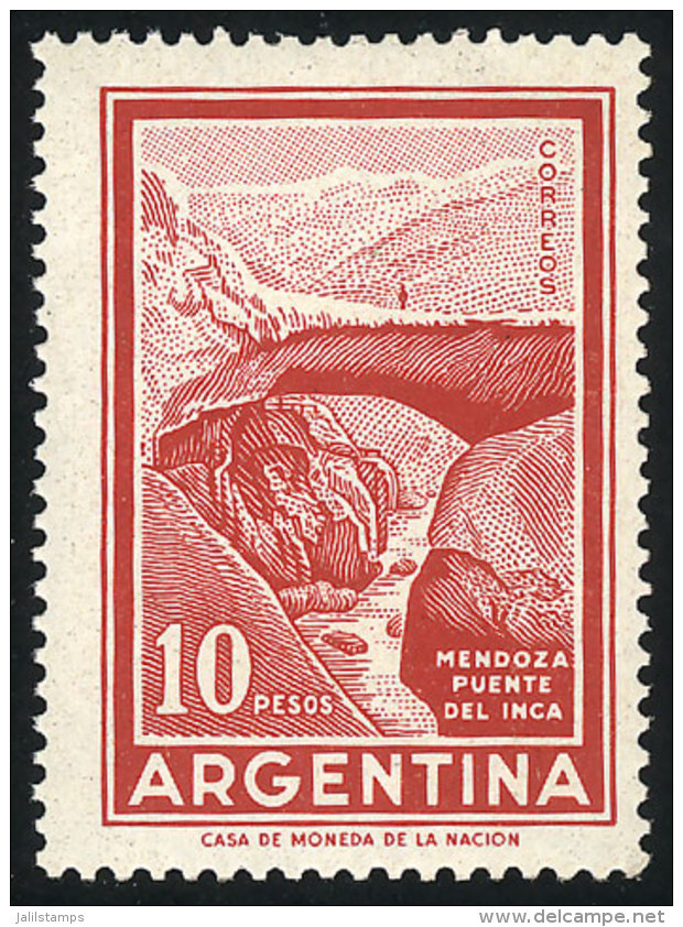 GJ.1498, 1969/71 10P. Incan Bridge WITH Round Sun Watermark, MNH, VF Quality, Rare, Catalog Value US$450. - Autres & Non Classés