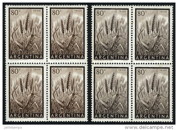 GJ.1044A, The Rare GRAY-BROWN Color, Block Of 4 MNH But With Some Stain Spots On Gum, Along One In The Normal Color... - Autres & Non Classés