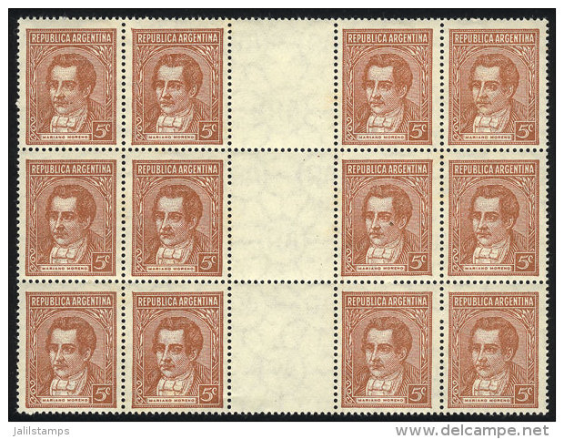 GJ.795EV, Block Of 12 Stamps And 3 Vertical Gutters, MNH But With Light Stain Spots On The Gum, Some Barely... - Sonstige & Ohne Zuordnung