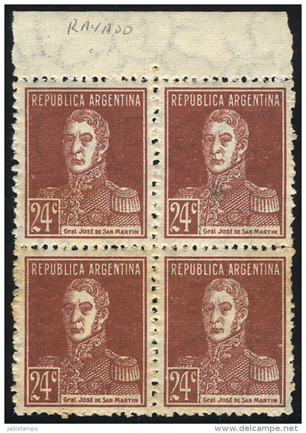 GJ.618, Ribbed Paper, Block Of 4, MNH But With Stain Spots On Gum (one Stamp MNH), Catalog Value US$200. - Autres & Non Classés