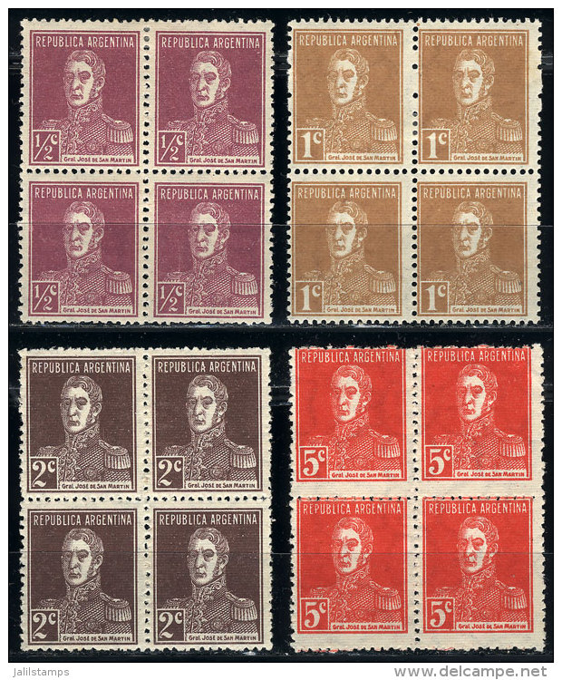 GJ.611/614, Ribbed Paper, Mint Blocks Of 4 Of Excellent Quality, Catalog Value US$330+ - Autres & Non Classés