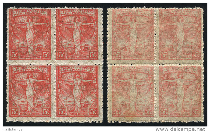 GJ.542, 1922 5c. Postal Congress With Watermark Printed On Front, Block Of 4 With The Rare Perf 13&frac12;, OFFSET... - Sonstige & Ohne Zuordnung