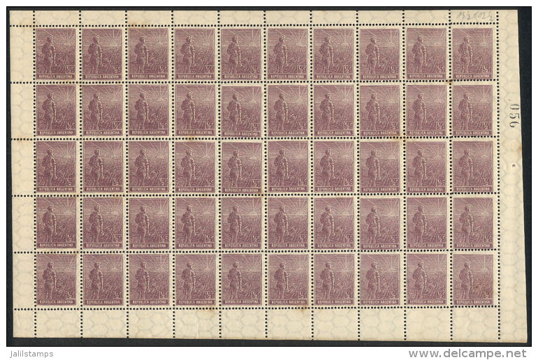 GJ.383, 1915 &frac12;c. Plowman, Italian Paper With Horizontal Honeycomb Wmk, COMPLETE SHEET Of 50 Stamps,... - Other & Unclassified