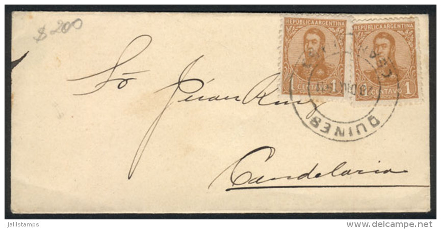 GJ.276 X2 Franking A Small Cover Sent Open From QUINES (San Luis) To Candelaria On 28/DE/1911, VF, Rare... - Andere & Zonder Classificatie