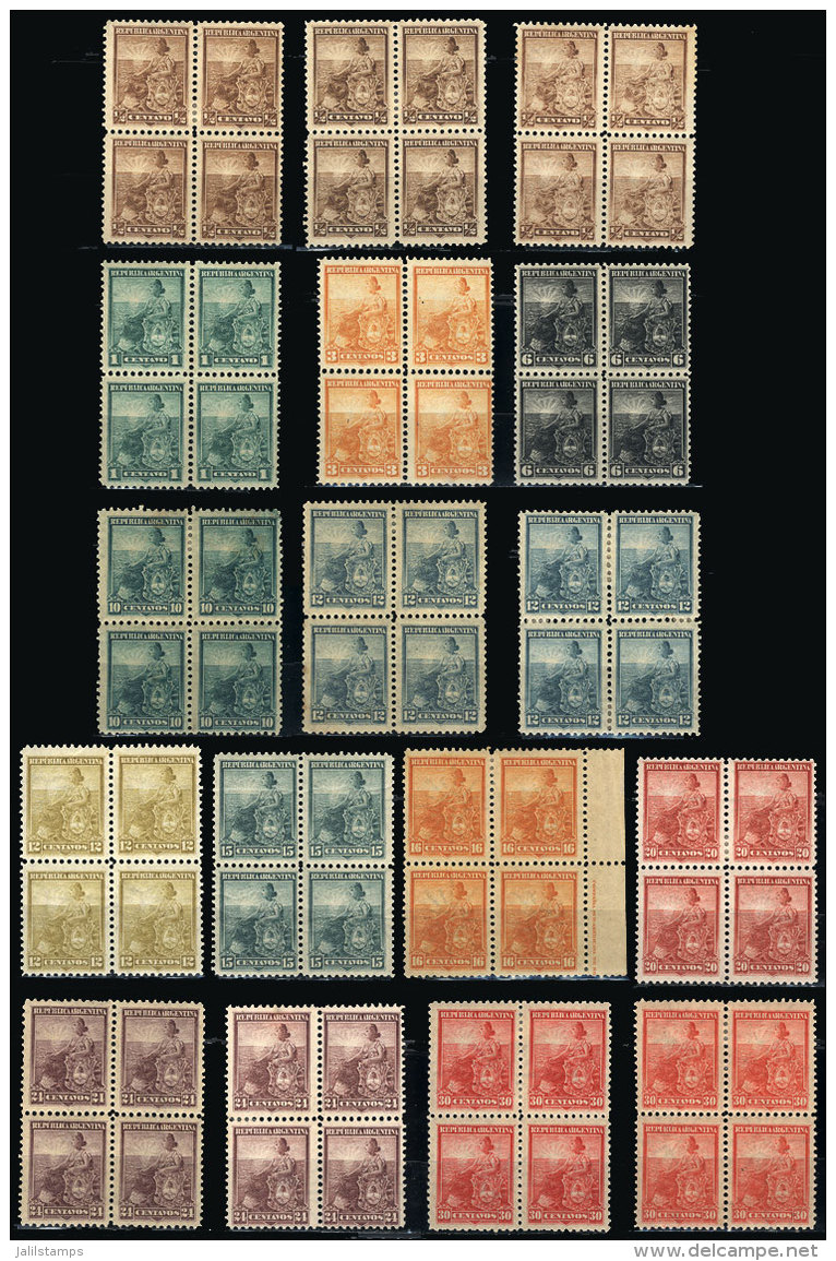 GJ.217 + Other Values, Lot Of Blocks Of 4 Of The Liberty Issue, Most Mint With Gum And Of VF Quality, Some Without... - Andere & Zonder Classificatie