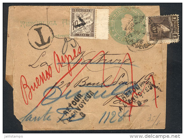 2c. Liberty Wrapper + GJ.138 Sent To Paris And Fined (it Bears A French Postage Due Stamp Of 10c.), It Was Rejected... - Autres & Non Classés