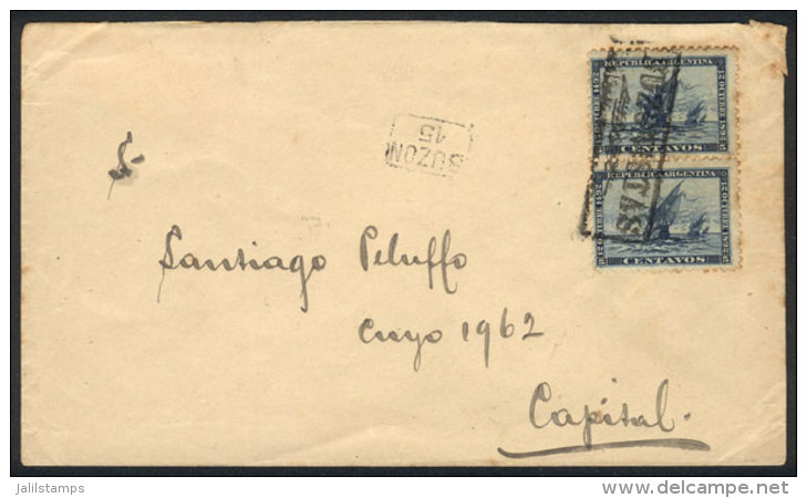 GJ.136 Pair, Franking A Cover Used In B.Aires, With Rectangular BUZONISTAS Cancel, Also BUZON 15 And Backstamp... - Andere & Zonder Classificatie