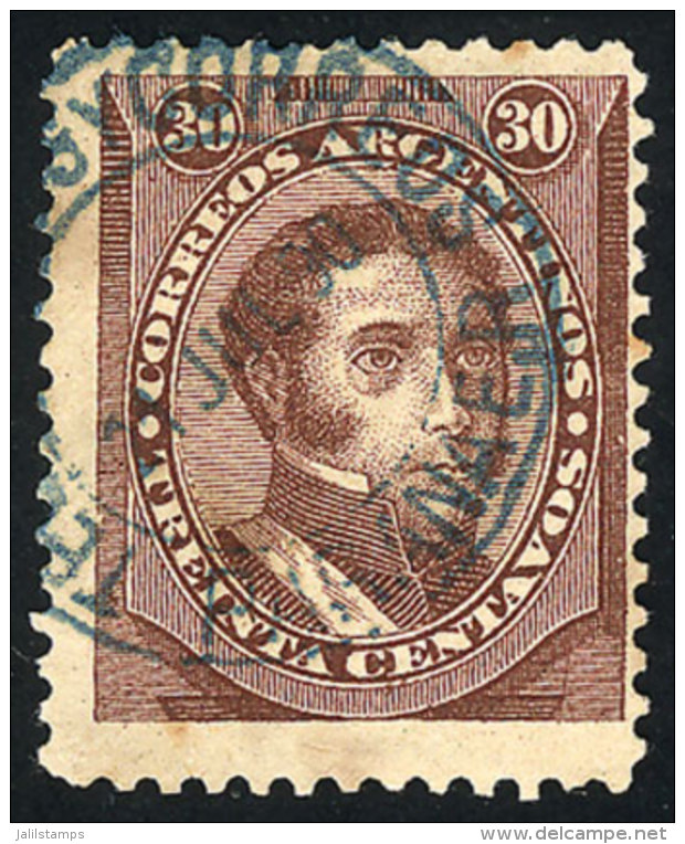 GJ.91A, 30c. Dorrego, In The Rare REDISH CHOCOLATE Color, With Blue Datestamp Of PARANÁ, Very Nice! - Sonstige & Ohne Zuordnung