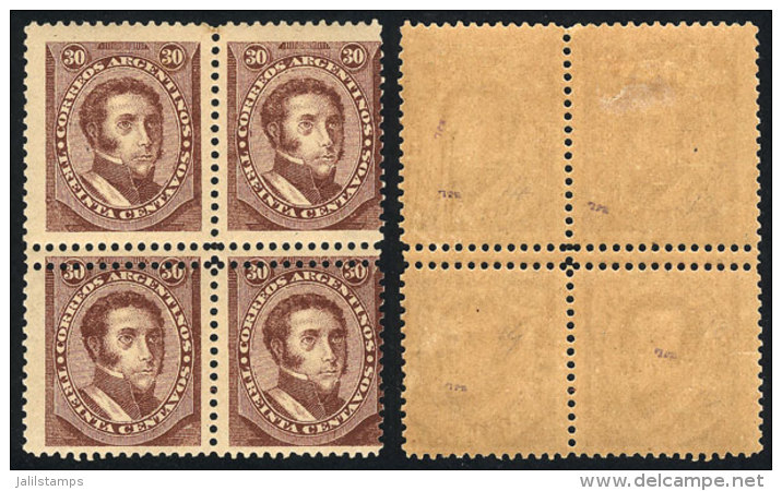 GJ.91, 30c. Dorrego Of The Kidd Issue, Block Of 4 With Variety: DOUBLE Horizontal Perforation, Superb, Rare! - Sonstige & Ohne Zuordnung