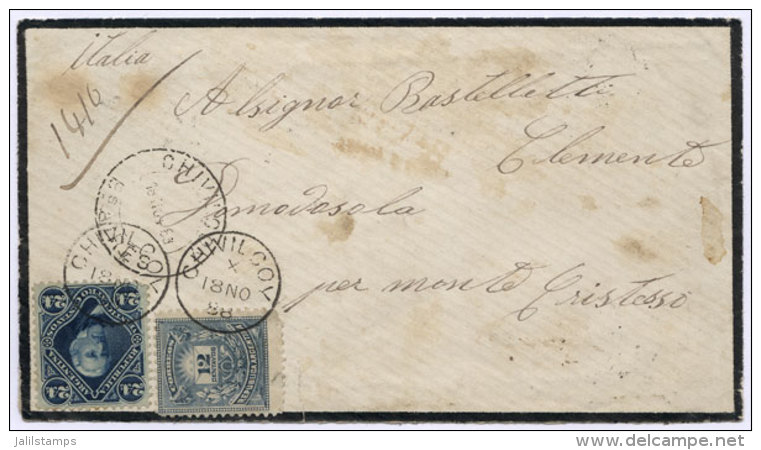 GJ.55 + 79 Franking A Mourning Cover Sent To Italy On 18/NO/1883, With Small Circular Datestamps Of CHIVILCOY (2)... - Autres & Non Classés