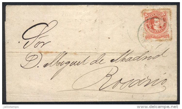 GJ.38, Franking A Complete Folded Letter To Rosario, Dated 28/JA/1871, With Double Circle VILLA MARÍA... - Sonstige & Ohne Zuordnung