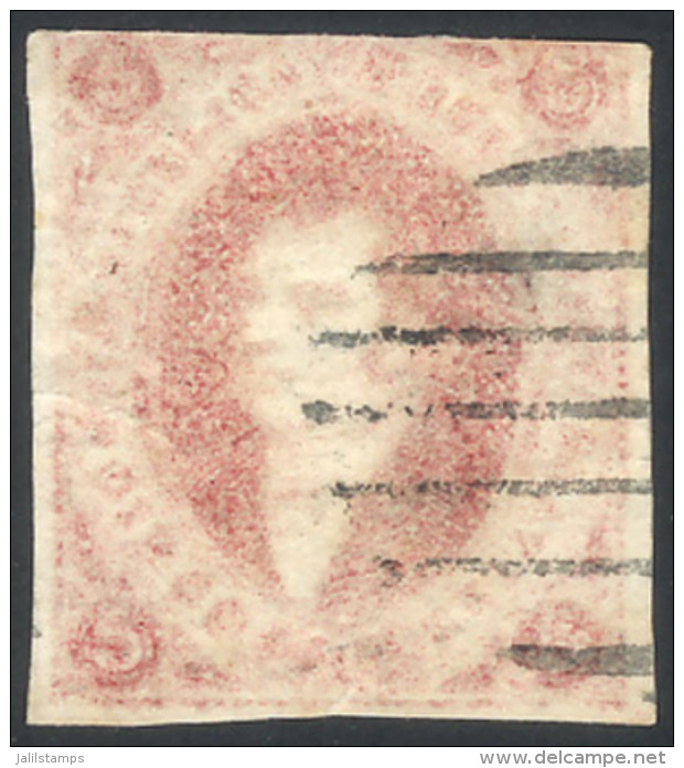 GJ.34A, 8th Printing, YELLOWISH ROSE Color, Used Example With Mute Barred Cancel Of GOYA (+50%), VF Quality, Rare! - Oblitérés