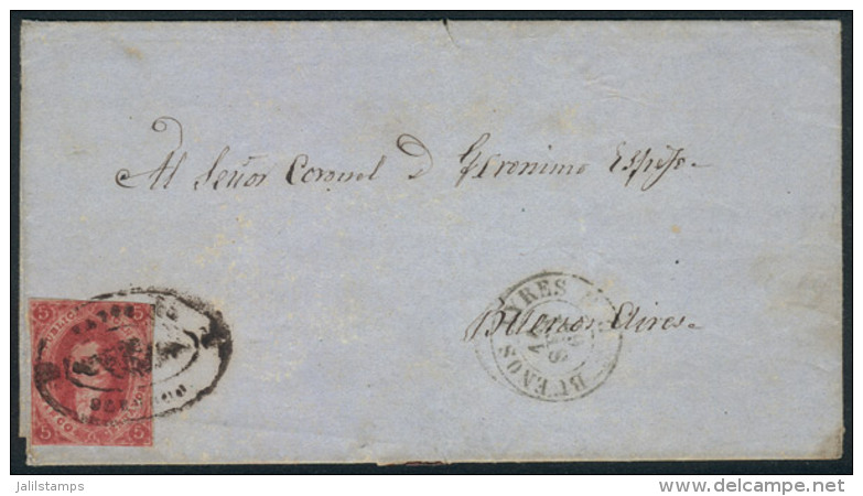 GJ.26, 5th Printing, Franking A Folded Cover, With "rococo" Cancel Of SALTA (+100%) And Arrival Datestamp Of Buenos... - Gebraucht