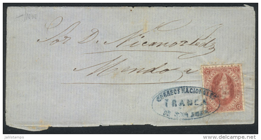 GJ.25, 4th Printing Franking A Folded Cover To Mendoza, With Ellipse SAN JUAN - FRANCA Cancel In Blue Perfectly... - Gebraucht