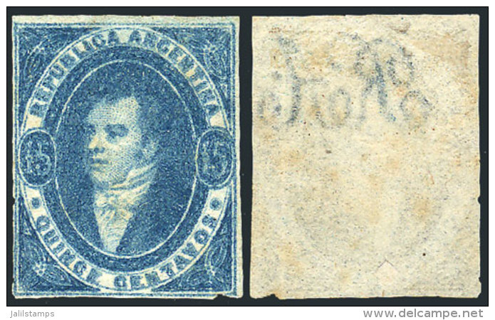 GJ.24, 15c. Blue, Dull Impression, Margins Trimmed With Scissors, With Variety: Watermark With Top-rightward Shift,... - Used Stamps