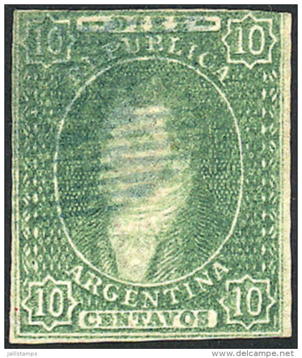 GJ.23f, 10c. Worn Impression, With Notable Horizontally RIBBED PAPER Variety, Rare, Catalog Value US$90. - Gebraucht