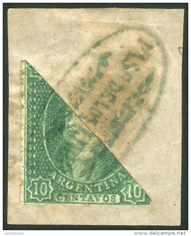 GJ.23BI, 10c. Worn Impression, BISECT Used As 5c., On Fragment Cancelled PASO DE LOS LIBRES, VF! - Oblitérés